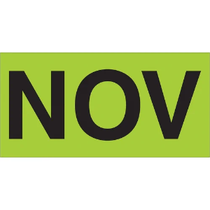 Months of the Year Labels, "NOV", 2 x 3", Fluorescent Green