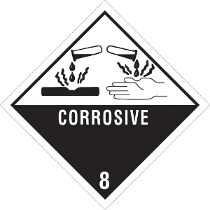 D.O.T. Hazard Labels - Corrosive - 8, 4 x 4"