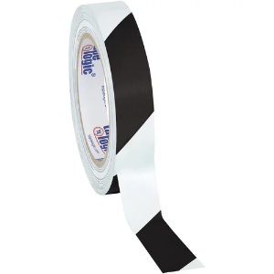 Striped Vinyl Safety Tape, 1" x 36 yds., 7 Mil, Black / White