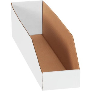 Corrugated Bin Boxes, 4 x 18 x 4 1/2", White