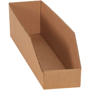 Corrugated Bin Boxes, 4 x 18 x 4 1/2", Kraft