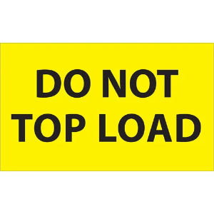 "Do Not..." Shipping Labels - Do Not Top Load, Yellow, 3 x 5"