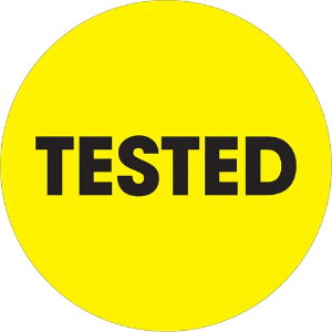 Circle Inventory Control Labels, "TESTED", 2", Fluorescent Yellow