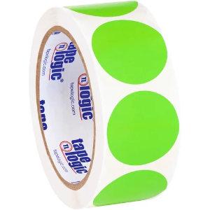 Blank Inventory Circle Labels - Fluorescent Green, 1 1/2"