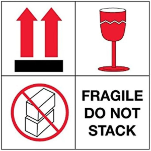 Fragile Shipping Labels - Fragile | Do Not Stack, 4 x 4"