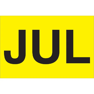 Months of the Year Labels, "JUL", 3 x 6", Fluorescent Yellow