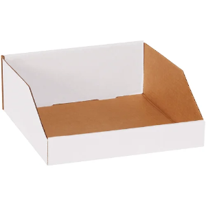 Corrugated Bin Boxes, 12 x 12 x 4 1/2", White
