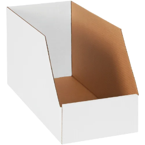 Jumbo Corrugated Bin Boxes, 8 x 18 x 10", White