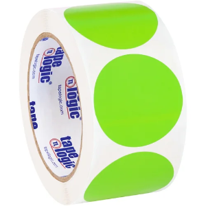 Blank Inventory Circle Labels - Fluorescent Green, 2"