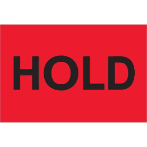 Inventory Control Labels, "HOLD", 2 x 3", Fluorescent Red