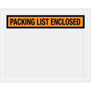 "Packing List Enclosed" Envelopes - Orange, 4 1/2 x 5 1/2"