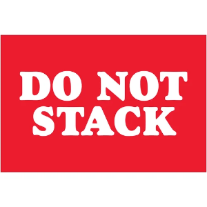 "Do Not..." Shipping Labels - Do Not Stack, Red, 2 x 3"