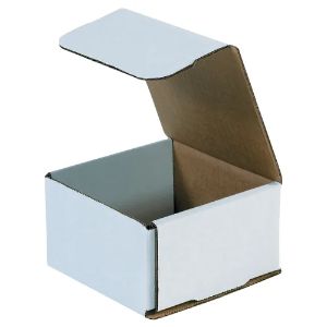 4 3/8 x 4 3/8 x 2 1/2" White Corrugated Mailer Boxes