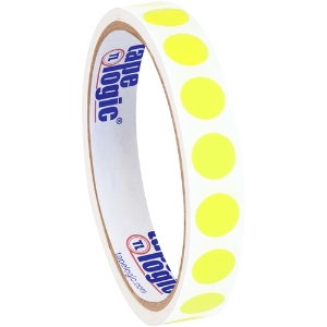 Blank Inventory Circle Labels - Fluorescent Yellow, 1/2"