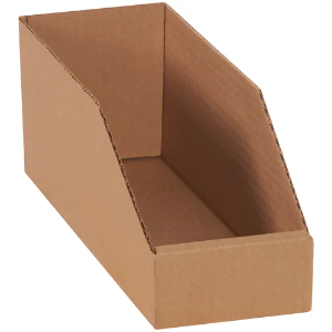 Corrugated Bin Boxes, 4 x 12 x 4 1/2", Kraft