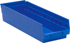 Plastic Shelf Bins, 6 5/8 x 17 7/8 x 4", Blue