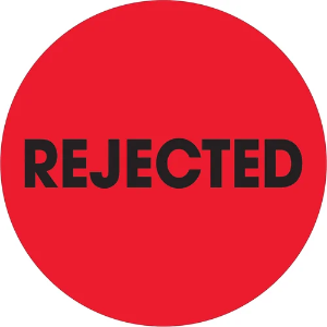 Circle Inventory Control Labels, "REJECTED", 2", Fluorescent Red