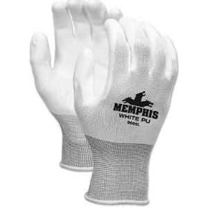 Polyurethane Palm Coated Gloves - White, 13 ga., Large