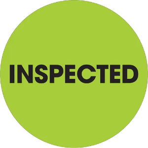 Circle Inventory Control Labels, "INSPECTED", 2", Fluorescent Green