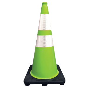 Traffic Cone, 28", Reflective, Lime