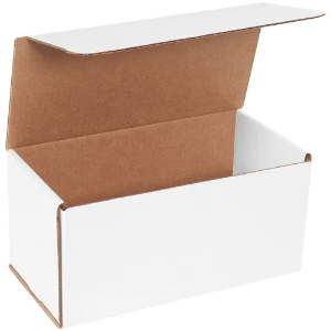 10 x 5 x 5" White Corrugated Mailer Boxes