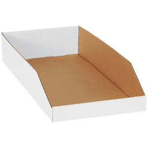 Corrugated Bin Boxes, 12 x 24 x 4 1/2", White