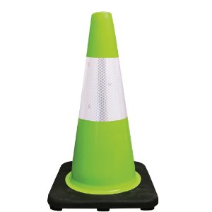 Traffic Cone, 18", Reflective, Lime