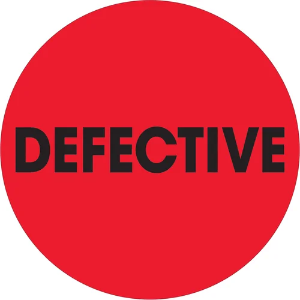 Circle Inventory Control Labels, "DEFECTIVE", 2", Fluorescent Red