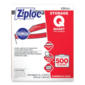 Ziploc Storage Bags, Quart, 1.75 Mil, Clear