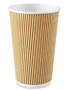 Ripple Hot Beverage Cups, 16 oz., Kraft / White