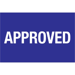 Inventory Control Labels, "APPROVED", 2 x 3", Blue