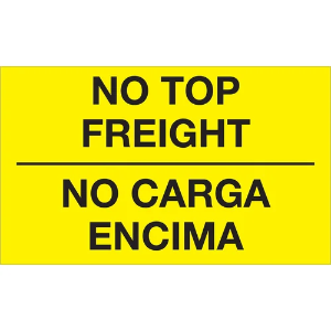 Bilingual Shipping Labels - No Top Freight, 3 x 5", Yellow