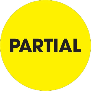 Circle Inventory Control Labels, "PARTIAL", 2", Fluorescent Yellow