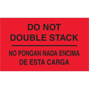 Bilingual Shipping Labels - Do Not Double Stack, 3 x 5", Red